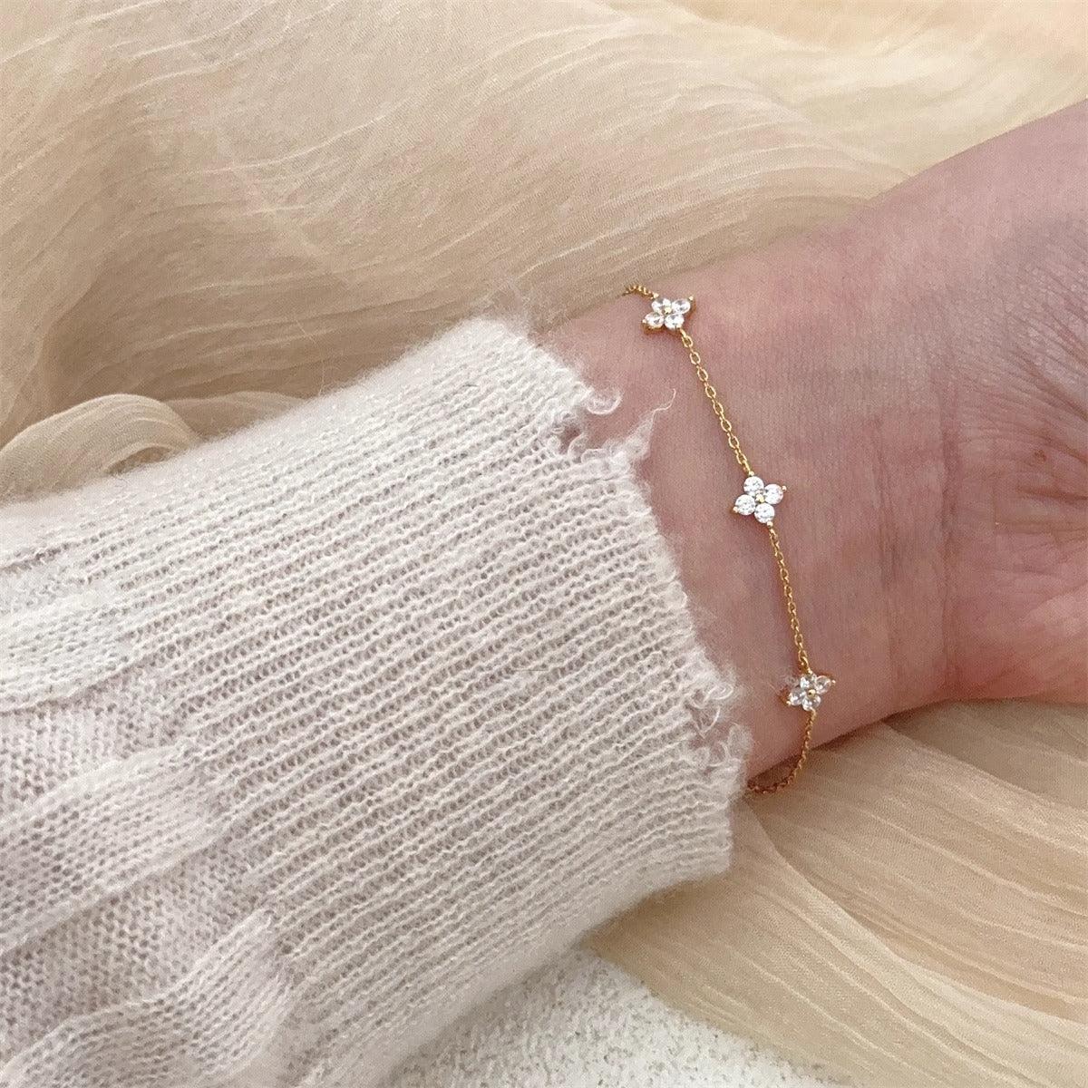 Pulseira Minimalista Zircônia Banhado em Ouro 18k