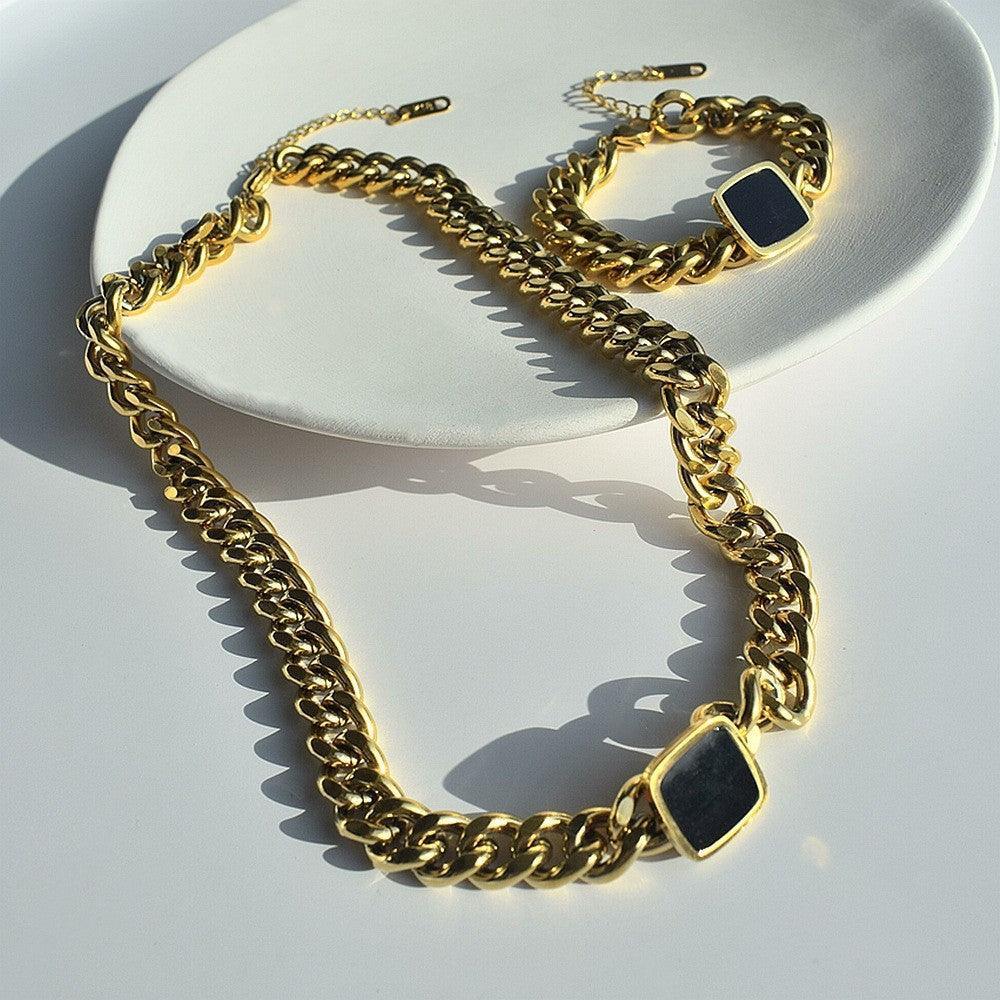 Pulseira Corrente Pedra Quadrada Thaliah