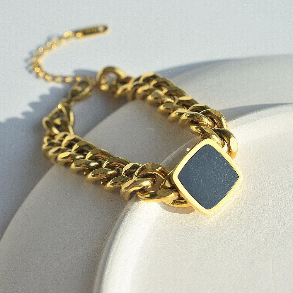 Pulseira Corrente Pedra Quadrada Thaliah