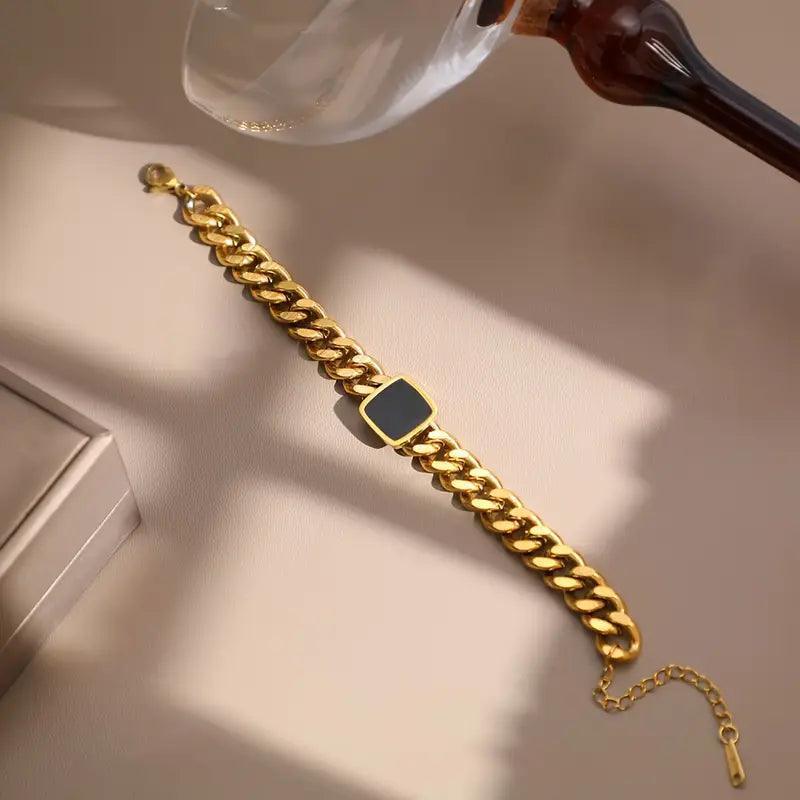 Pulseira Corrente Pedra Quadrada Thaliah