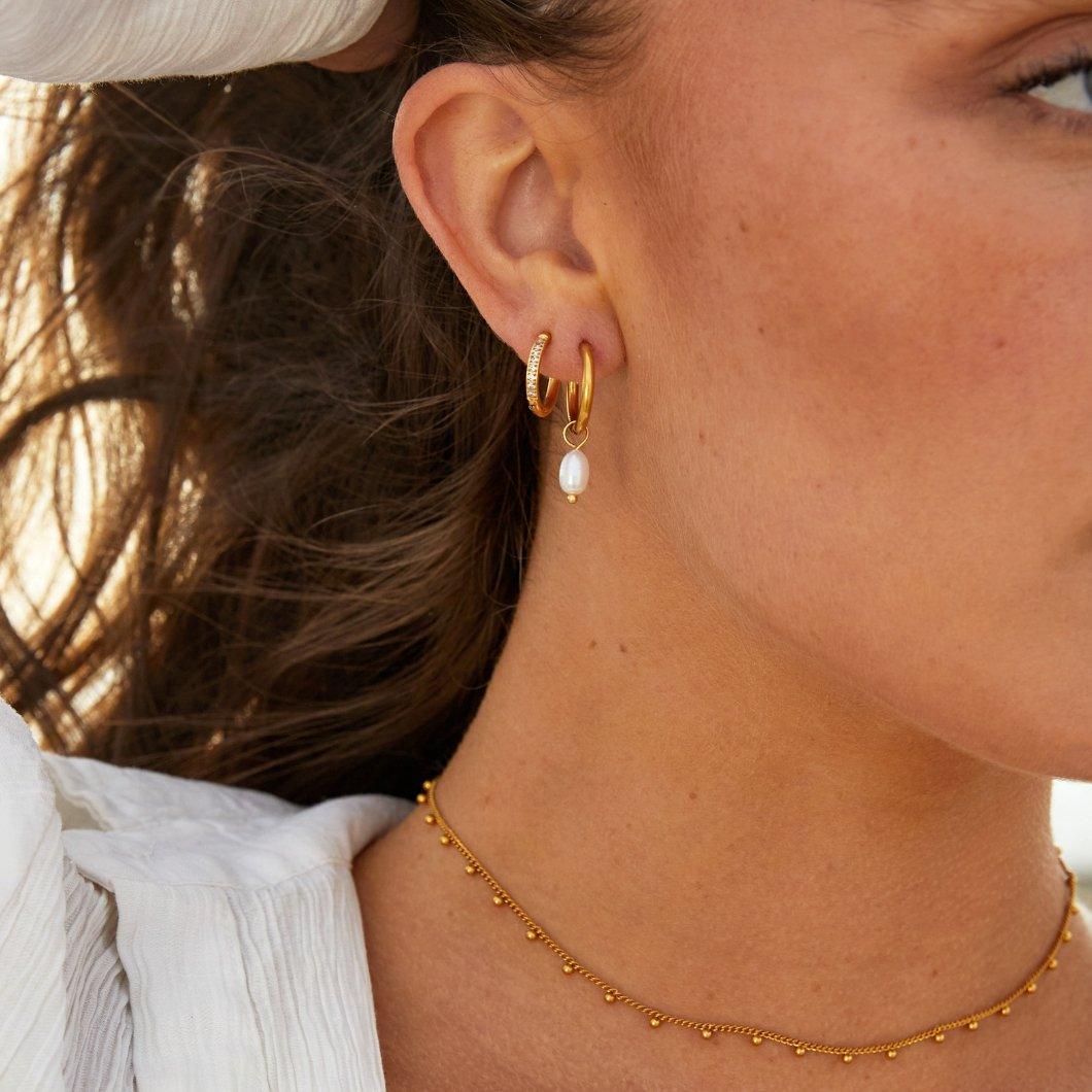 Brinco Argola Zircônia Banhado em Ouro 18k