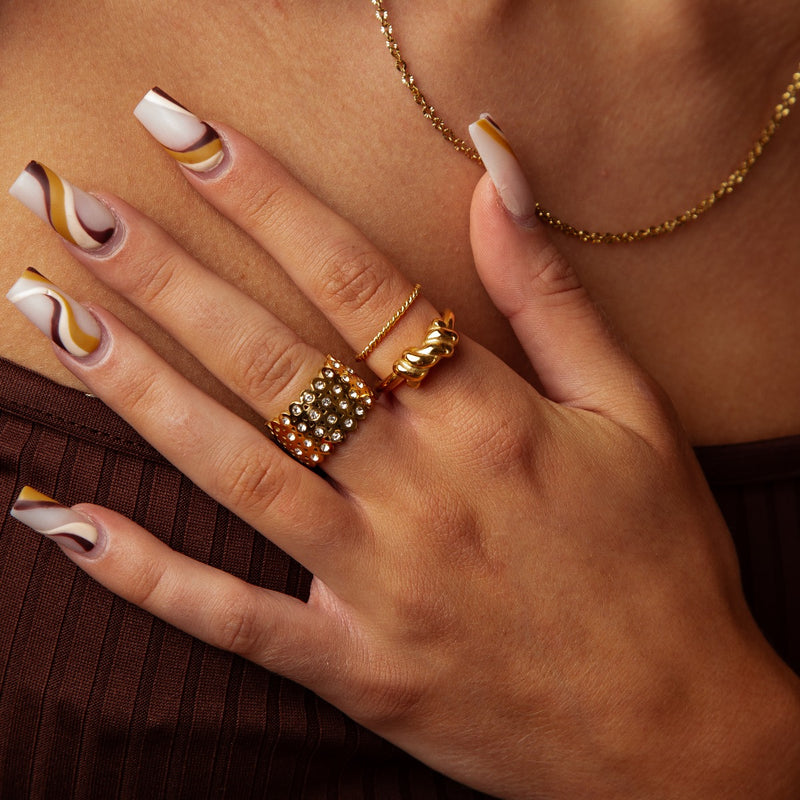 Anel Duplo Minimalista Banhado em Ouro 18k