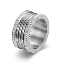 Anel Aliança Luxo Romano Zircônia Ilana Banhado em Ouro 18k