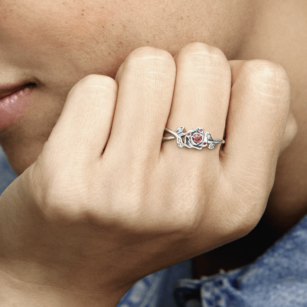 Anel Rosa Disney Bela e a Fera Inspiração Pandora