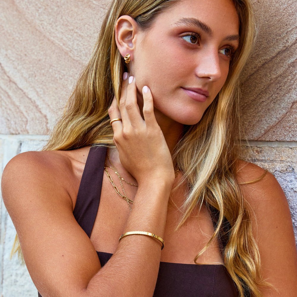 Brincos Spiral Banhado em Ouro 18k