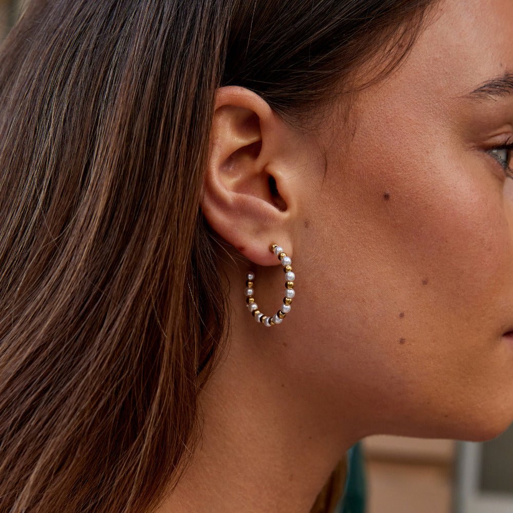 Brincos de Argola Pérola Banhado em Ouro 18k