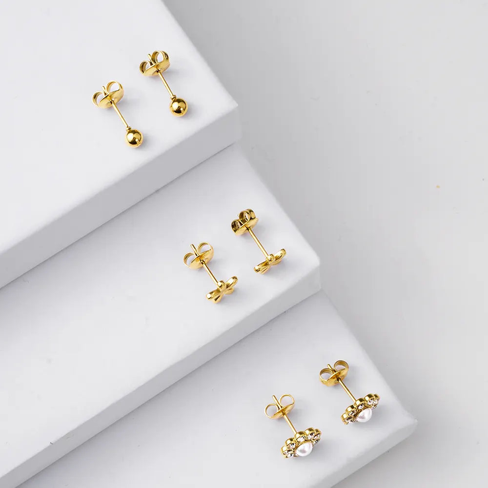 Trio de Brincos Flor Banhado em Ouro 18k