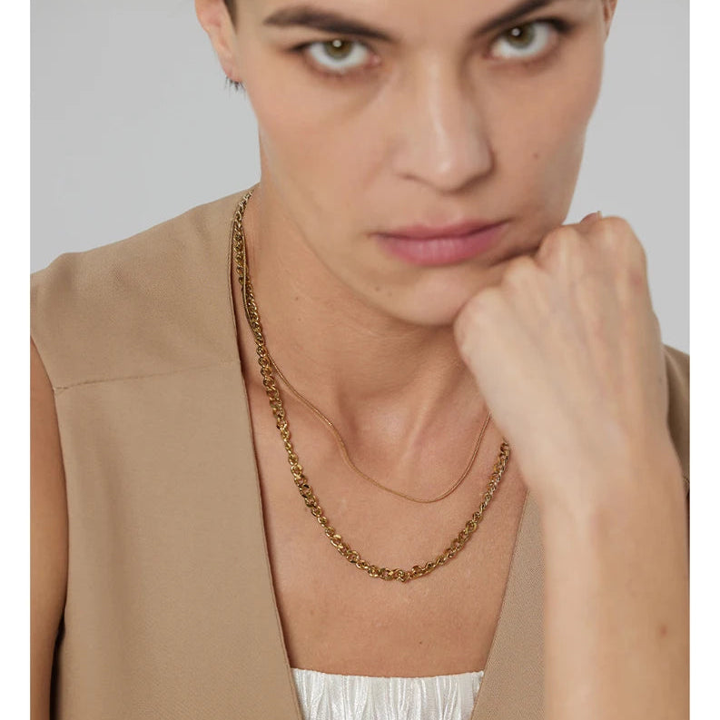 Colar Mix Corrente Cobra Banhado em Ouro 18k