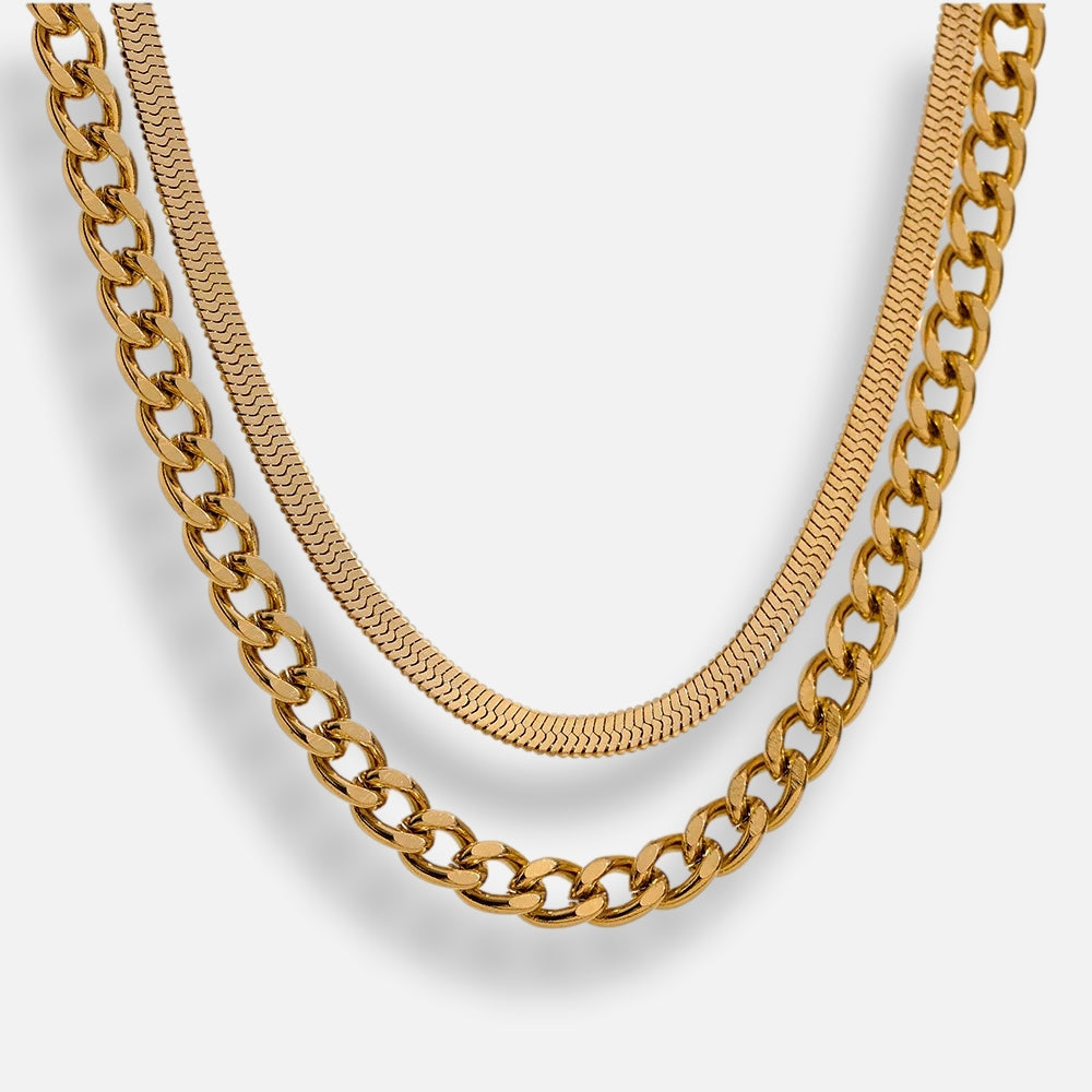 Colar Mix Corrente Cobra Banhado em Ouro 18k