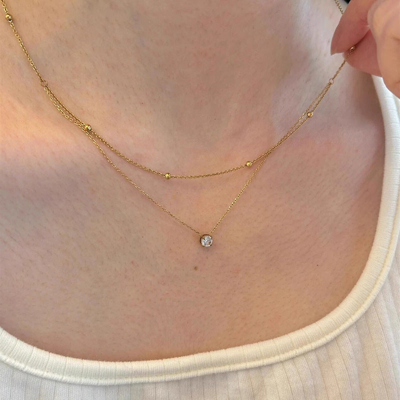 Colar Duplo Ponto de Luz Banhado em Ouro 18k