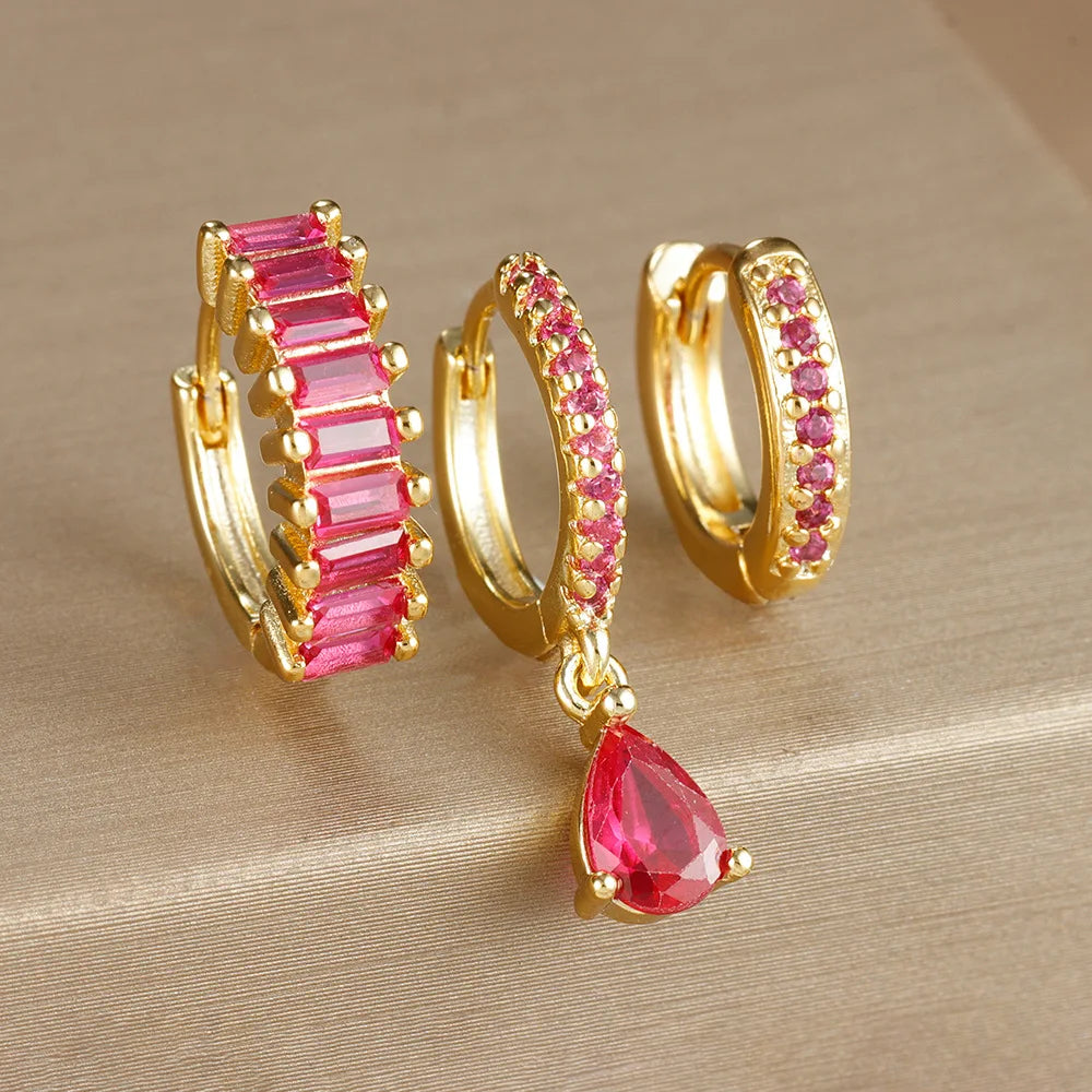 Conjunto Brincos Zircônia Argolas Liora