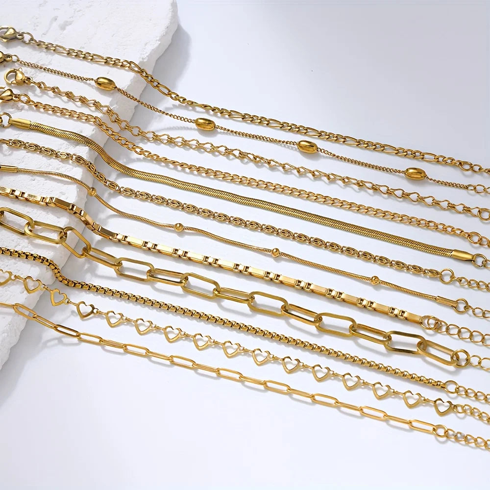 Mix 12 Pulseiras Gabi Banhado em Ouro 18k