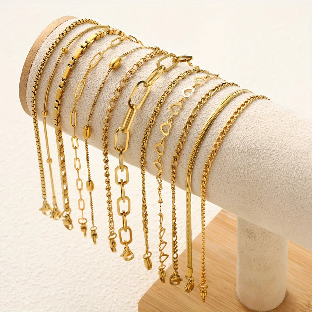 Mix 12 Pulseiras Gabi Banhado em Ouro 18k
