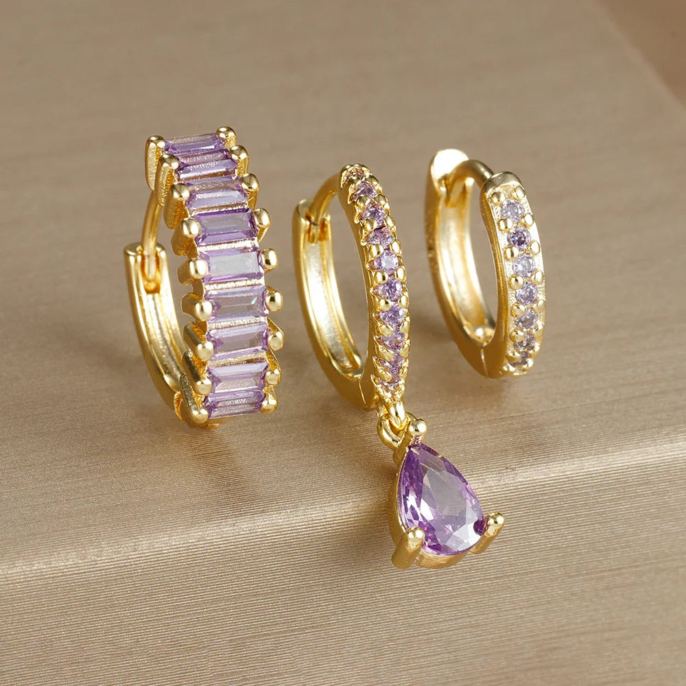 Conjunto Brincos Zircônia Argolas Liora