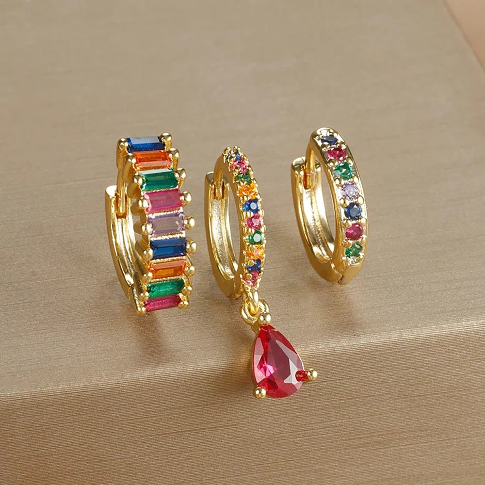 Conjunto Brincos Zircônia Argolas Liora