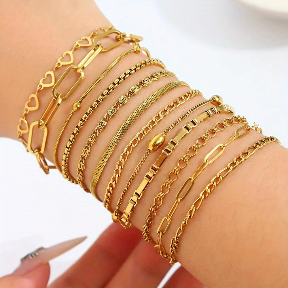 Mix 12 Pulseiras Gabi Banhado em Ouro 18k