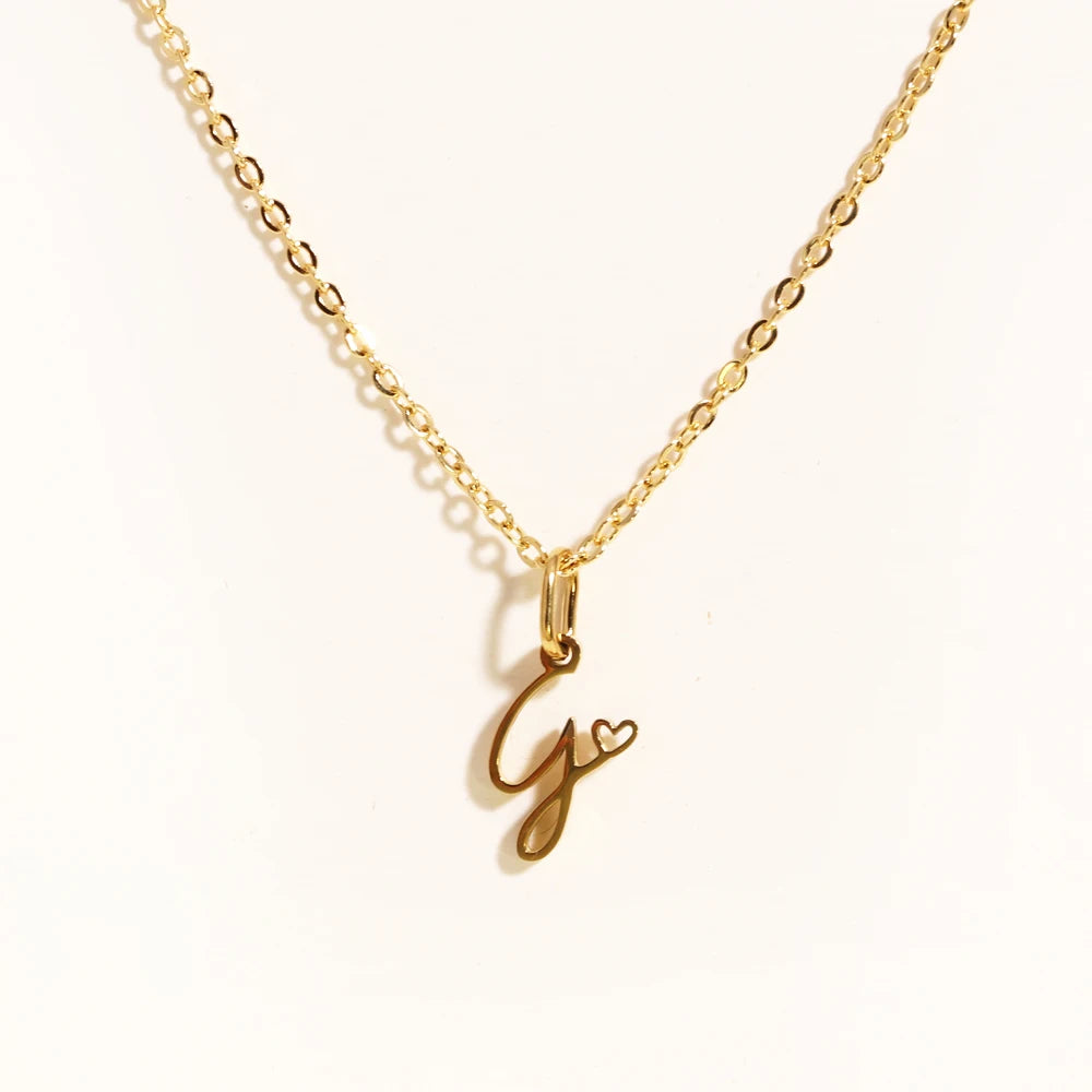 Colar Inicial Coração Banhado em Ouro 18k