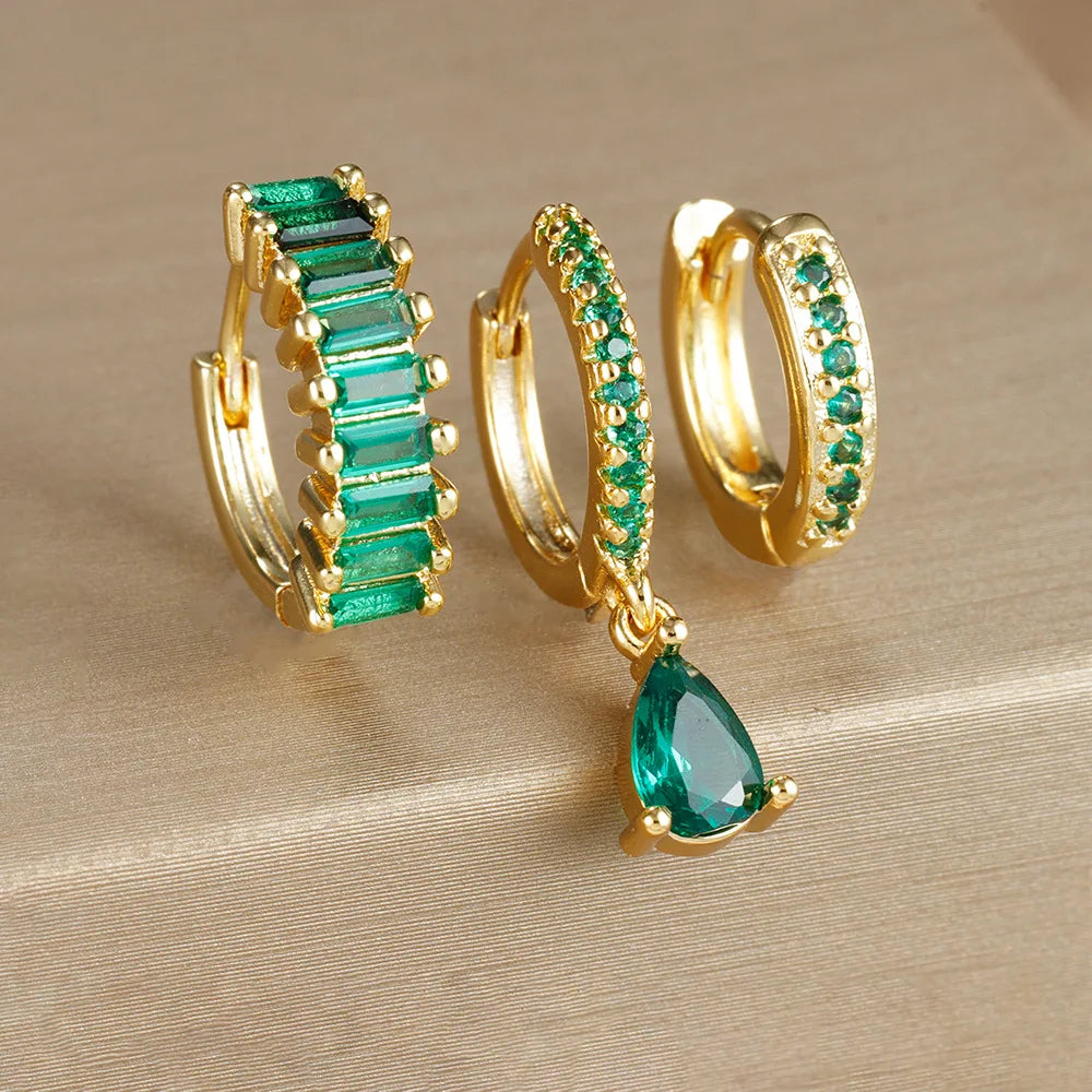 Conjunto Brincos Zircônia Argolas Liora