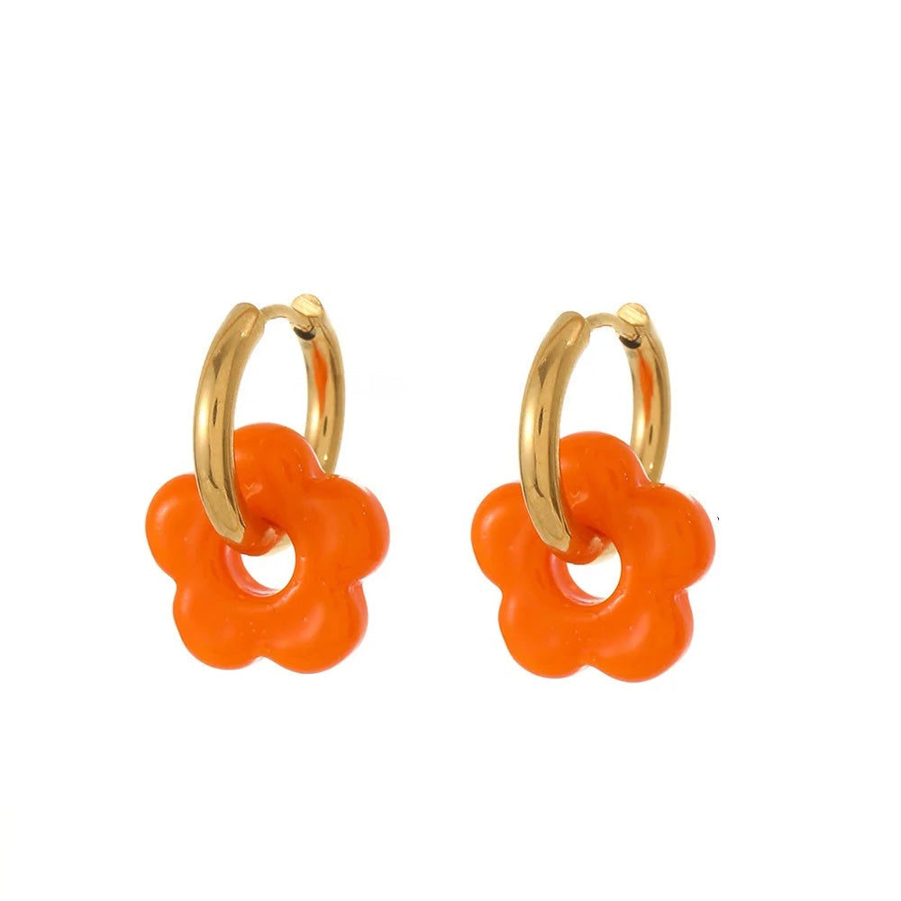 Brinco Argola Flor Colorida Melissa