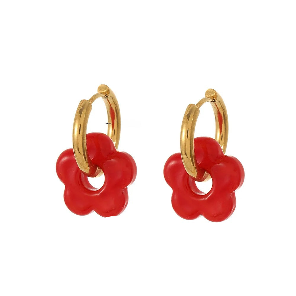 Brinco Argola Flor Colorida Melissa