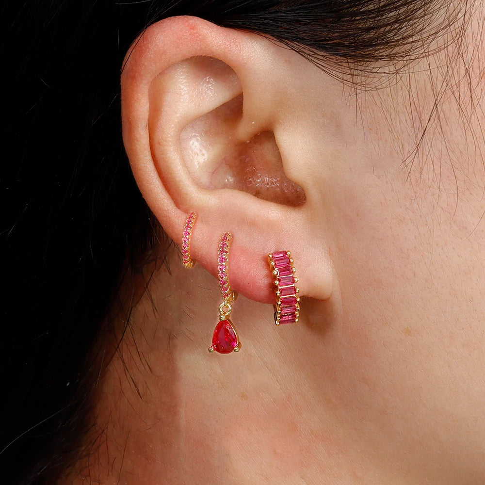 Conjunto Brincos Zircônia Argolas Liora