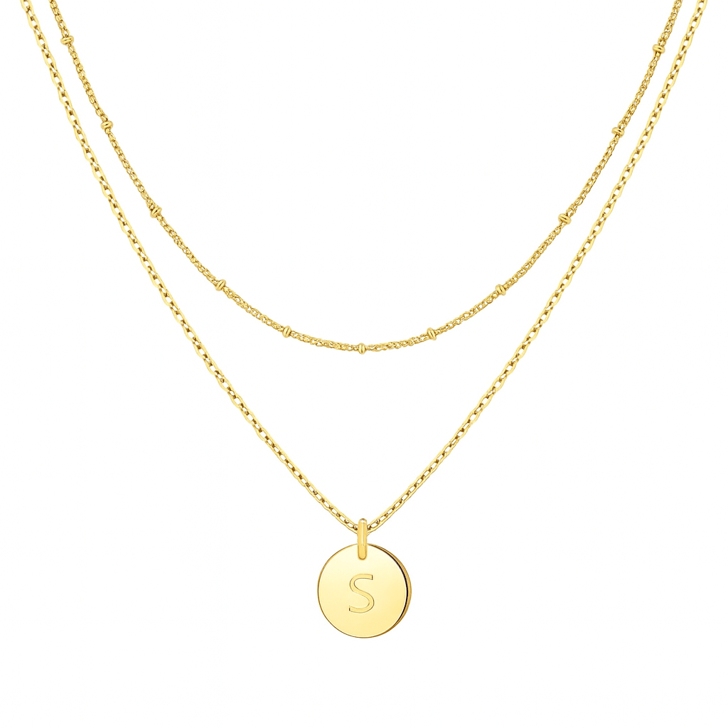 Colar Inicial Duplo Mivah - Auriella Joias