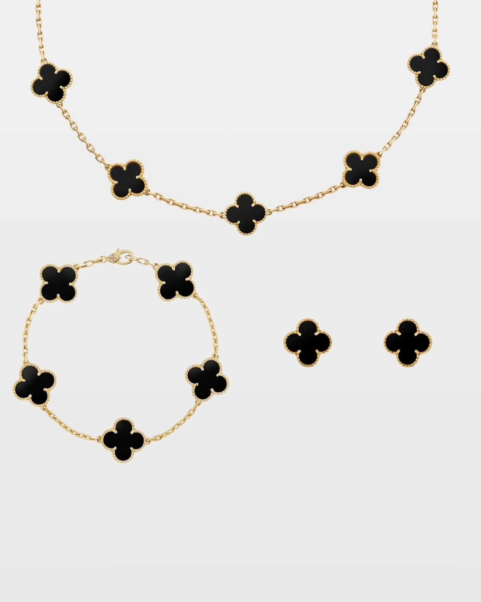 Conjunto Trevo Onix Aven - Auriella Joias