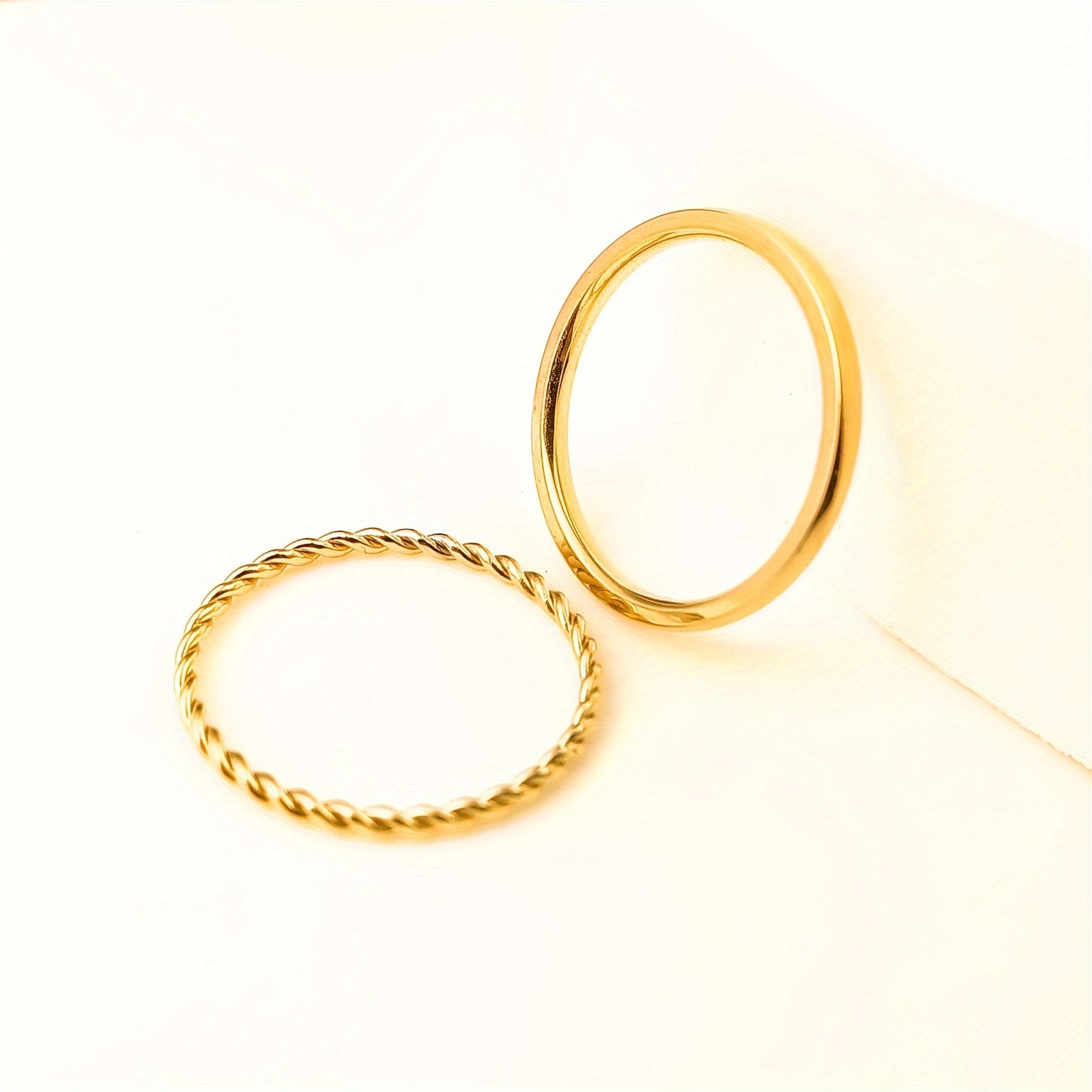 Anel Duplo Minimalista Banhado em Ouro 18k