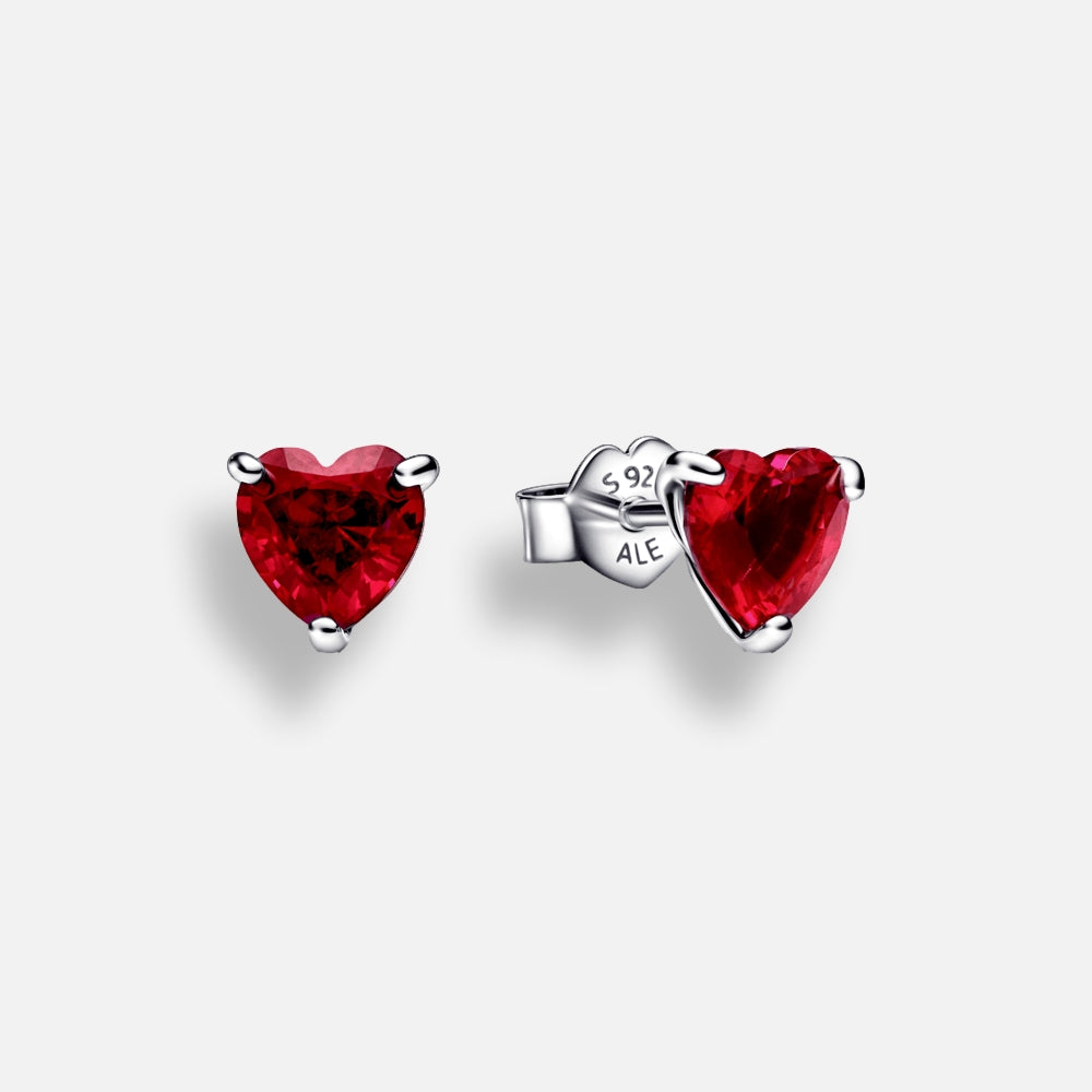 Brinco Coração Vermelho Brilhante Inspiração Pandora