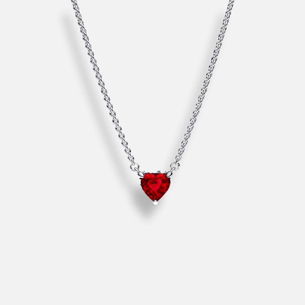 Colar Coração Vermelho Brilhante Inspiração Pandora