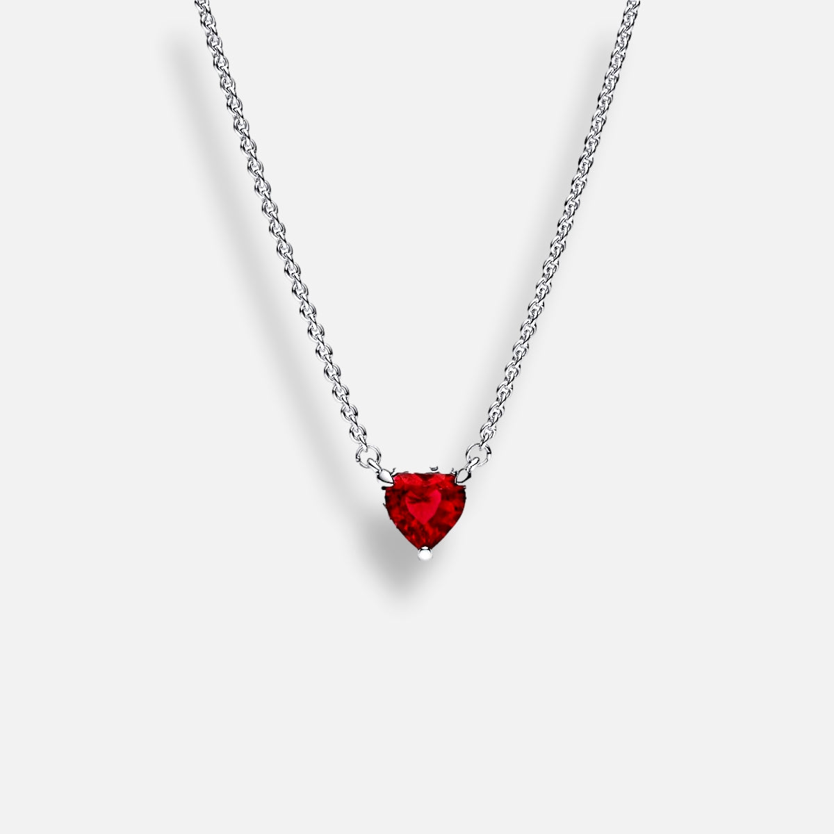 Colar Coração Vermelho Brilhante Inspiração Pandora