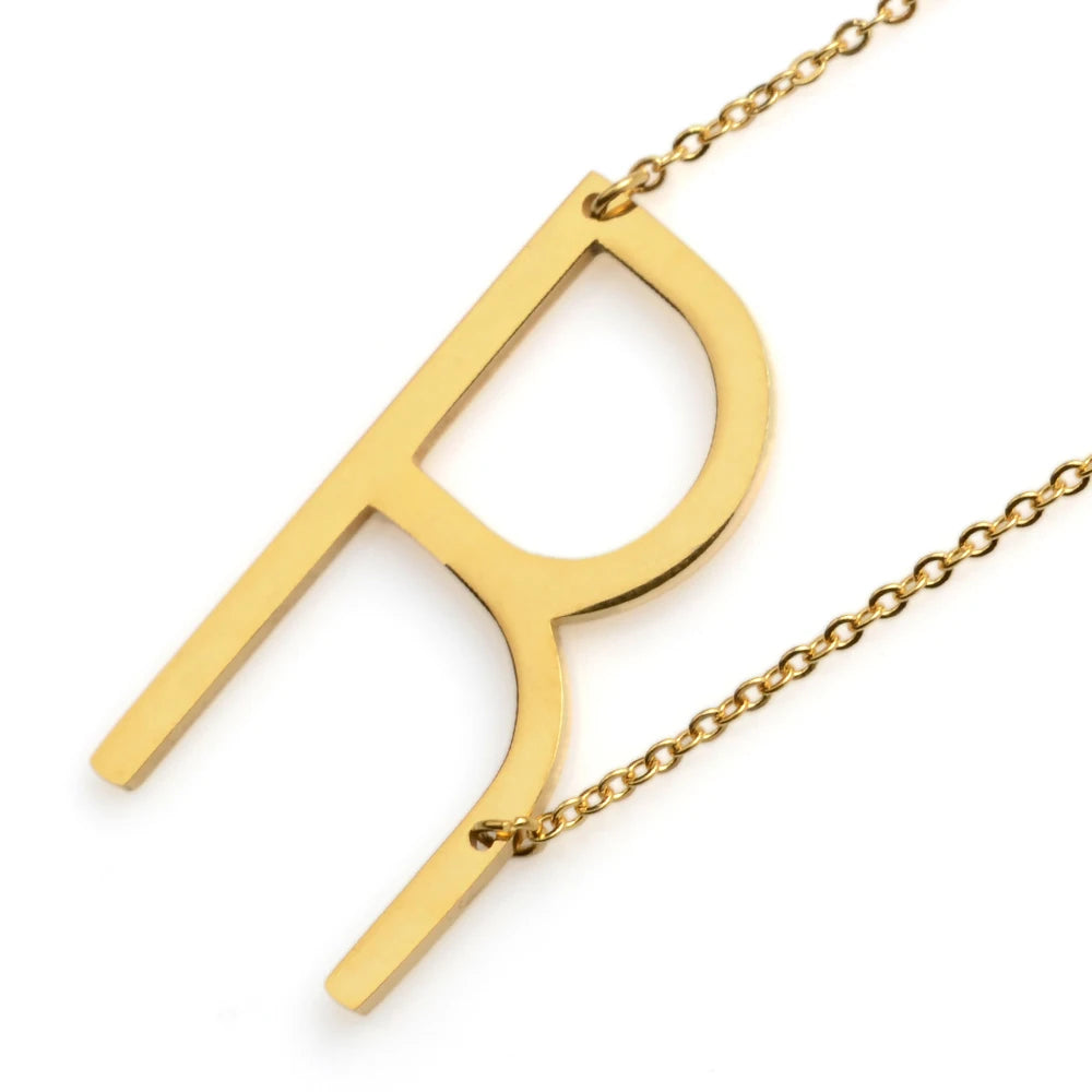 Anniyo A-Z Letter Chains Alphabet Initial Gold Plated Stainless Steel African Pendant Necklaces Women Girls Jewelry #015121 - Auriella Joias