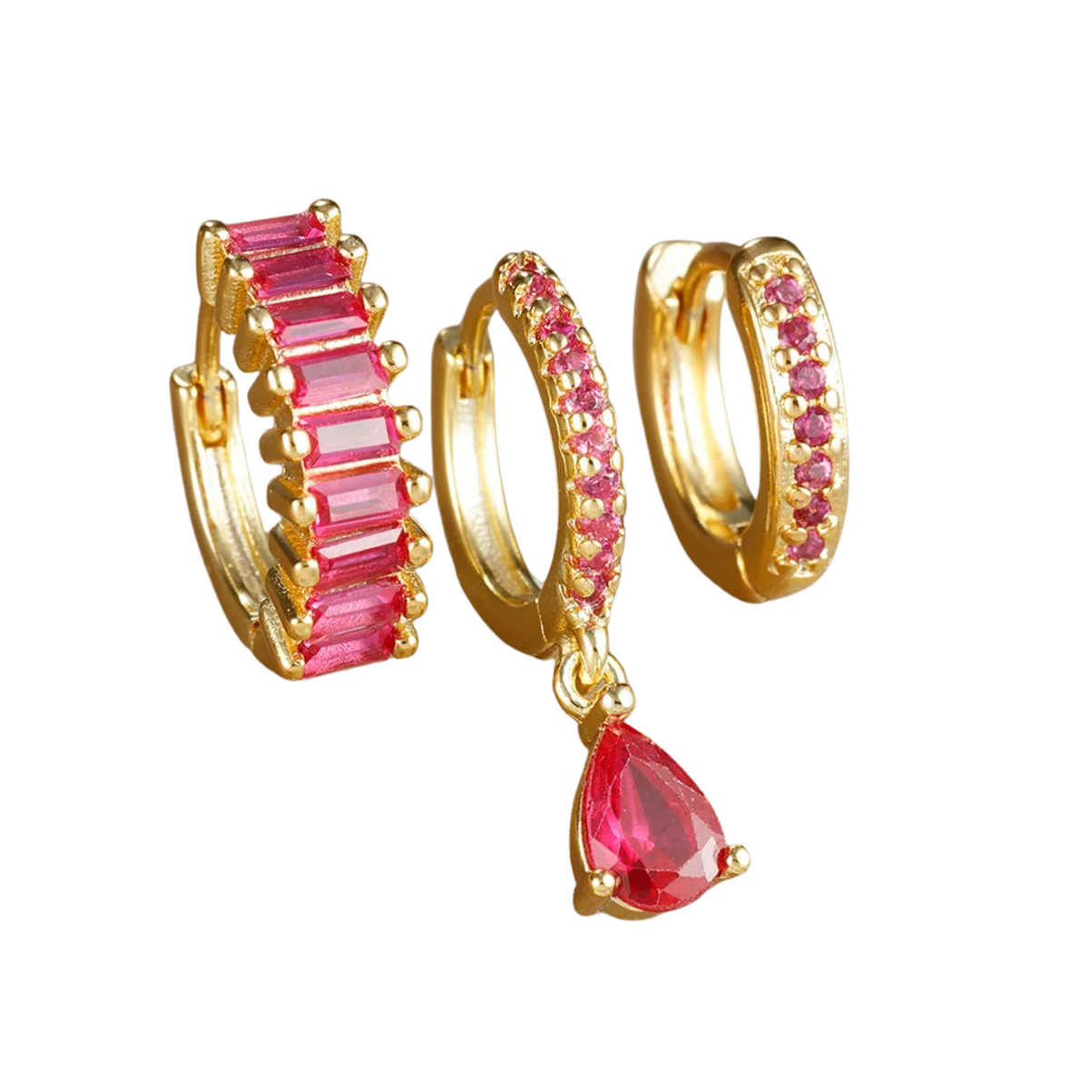 Conjunto Brincos Zircônia Argolas Liora