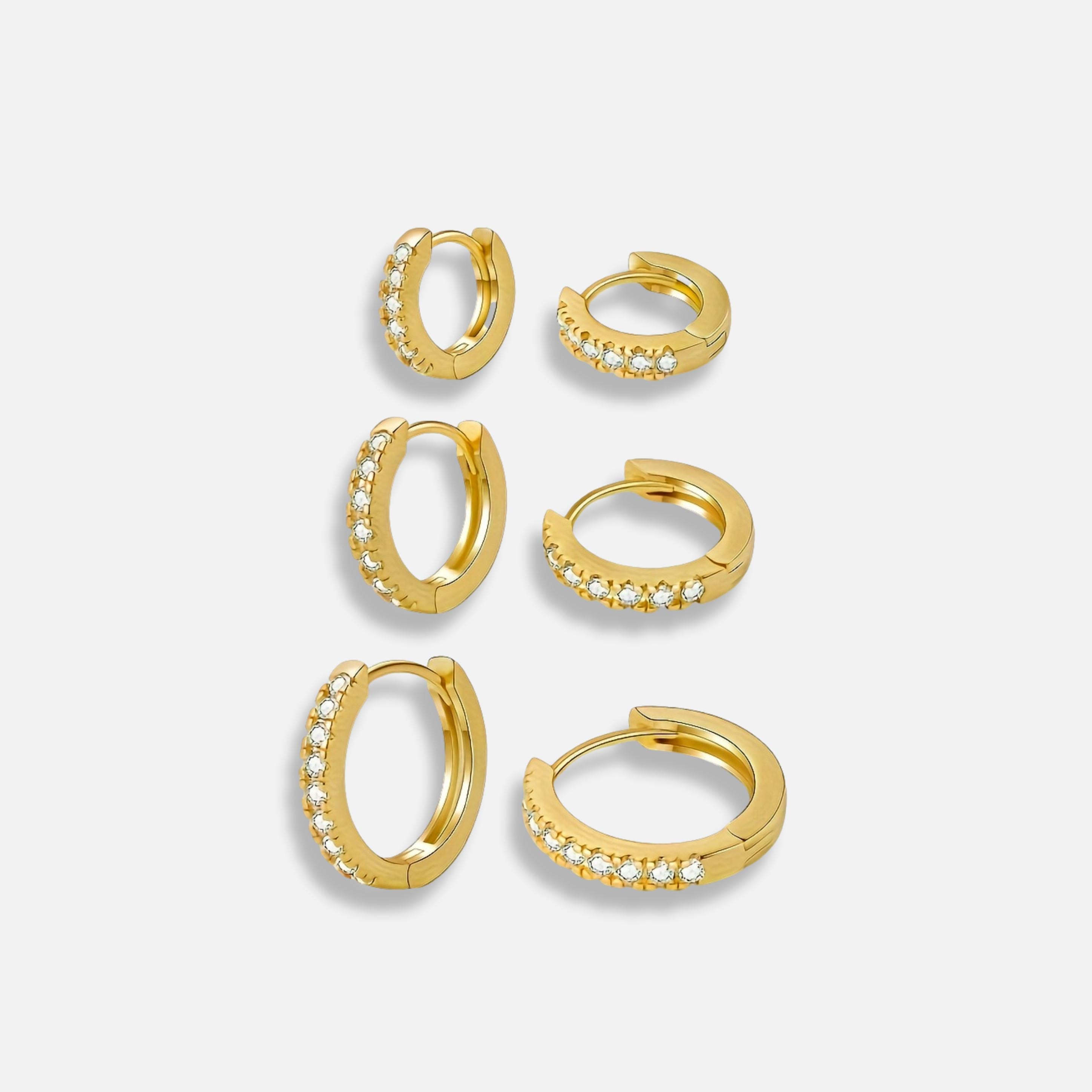 Trio de Brinco Argola Zircônia Wyn