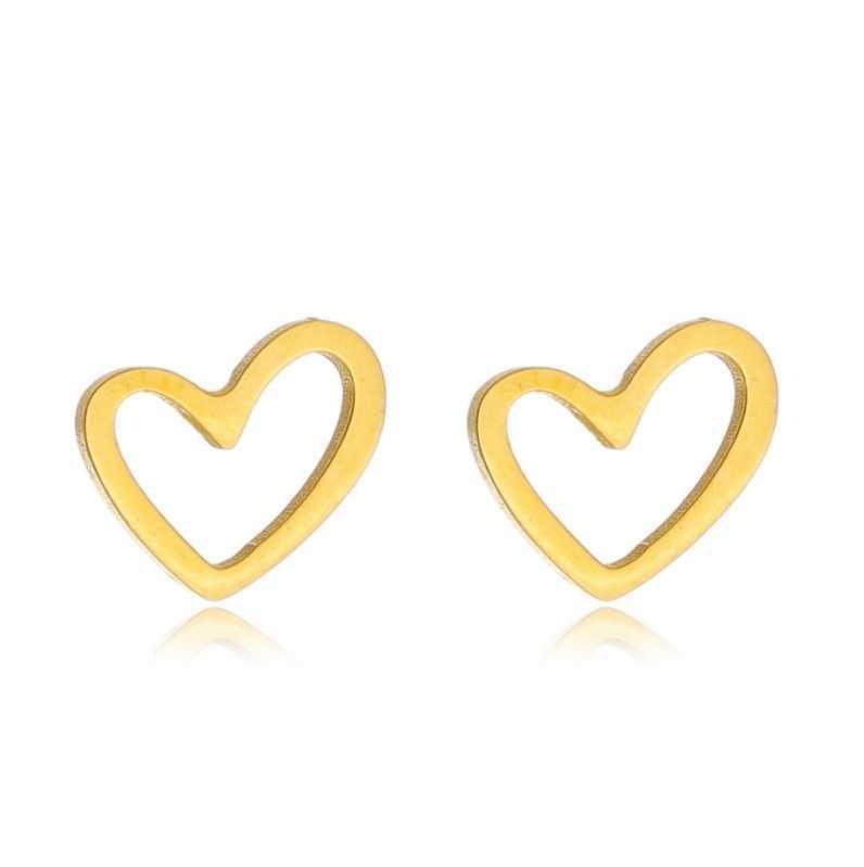 Brinco Mini Coração Vazado Bly - Auriella Joias