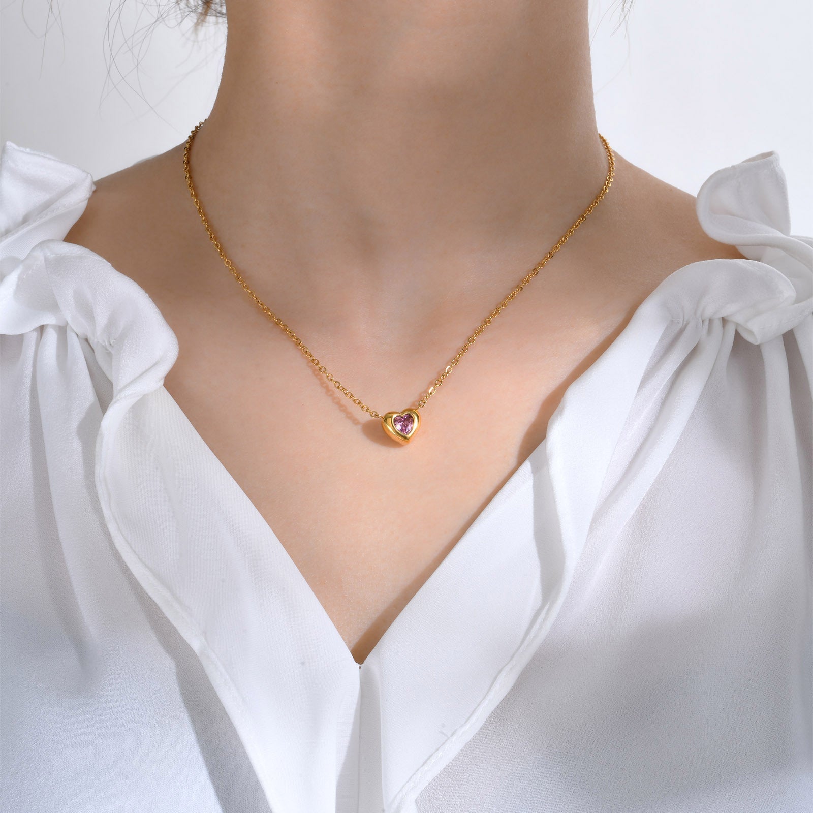 Colar Coração Zircônia Aurin - Auriella Joias -  yqi9yt-qe.myshopify.com -  yqi9yt-qe.myshopify.com
