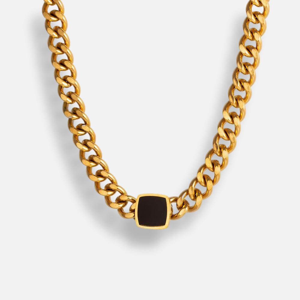 Colar Corrente Pedra Quadrada Thaliah