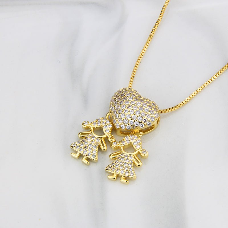 Colar Mãe de 2 Meninas Coração Zircônia - Auriella Joias -  yqi9yt-qe.myshopify.com
