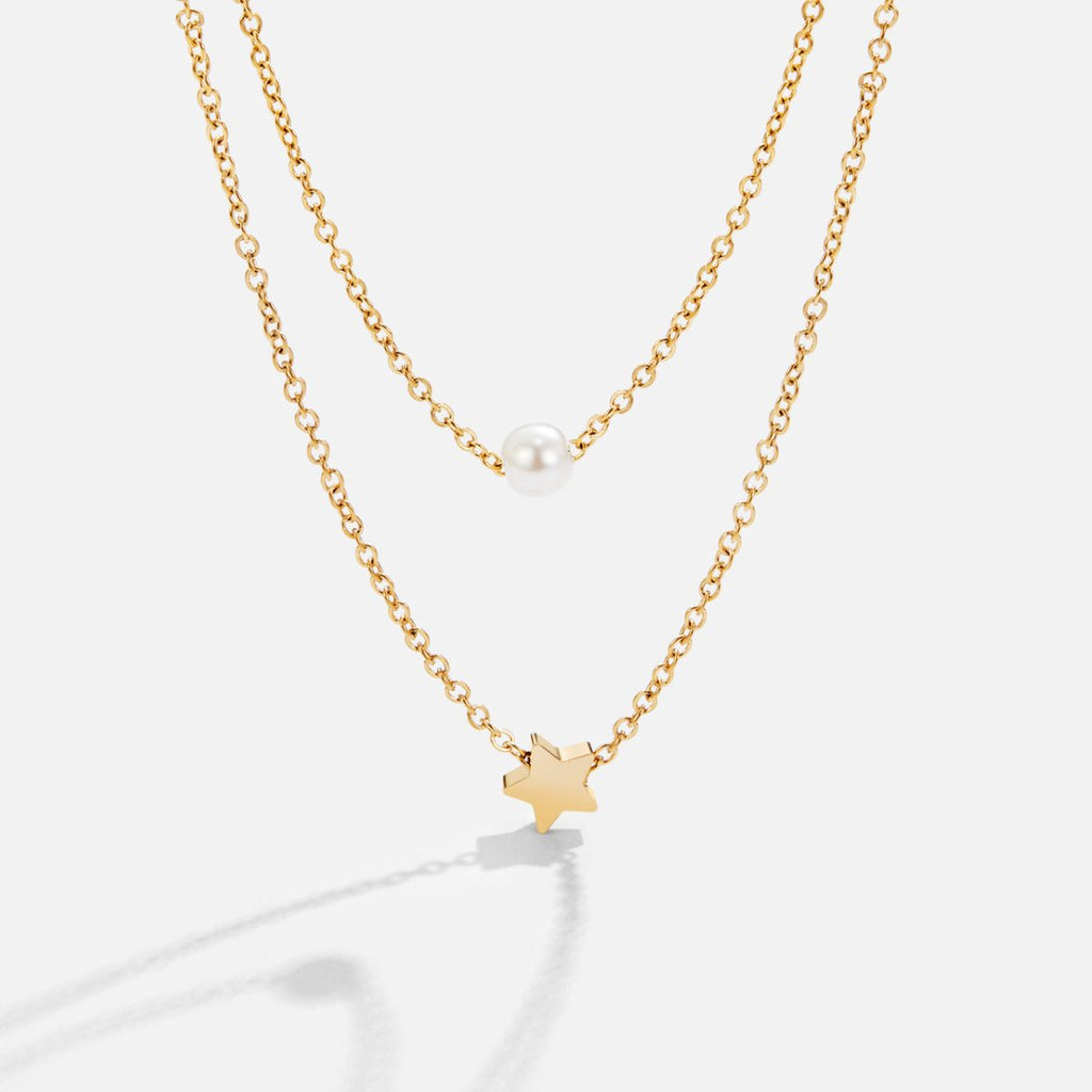Colar Duplo Pérola e Estrela Uly
