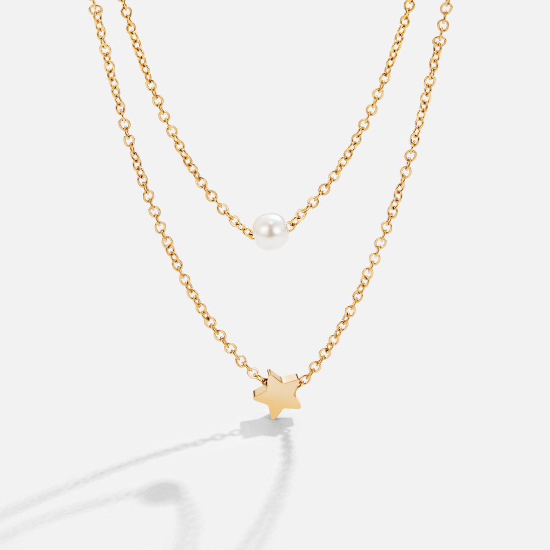 Colar Duplo Pérola e Estrela Uly