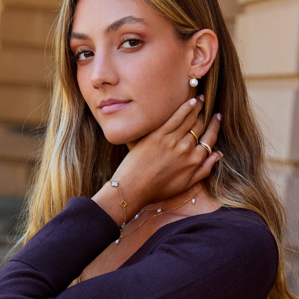 Brincos Pérola Banhado em Ouro 18k