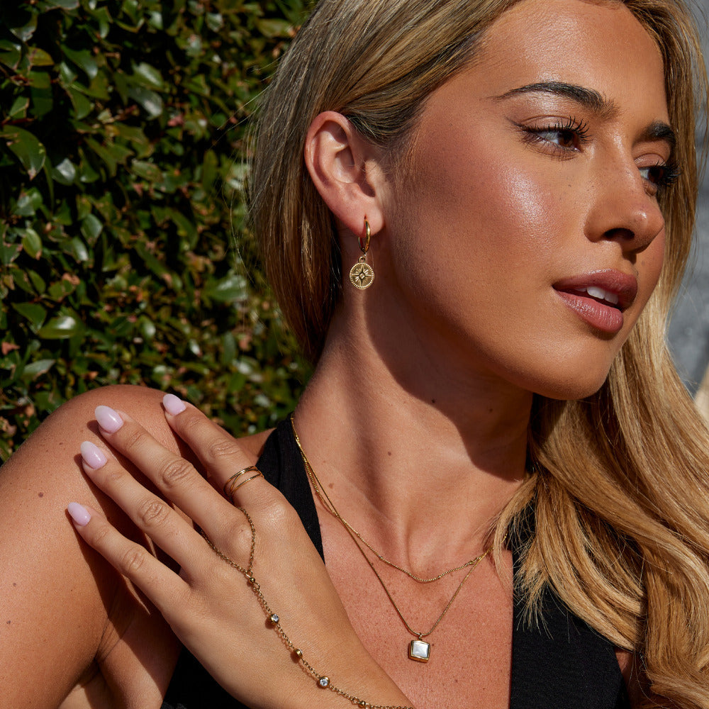 Brincos de Argola Ponto de Brilho Banhado em Ouro 18k