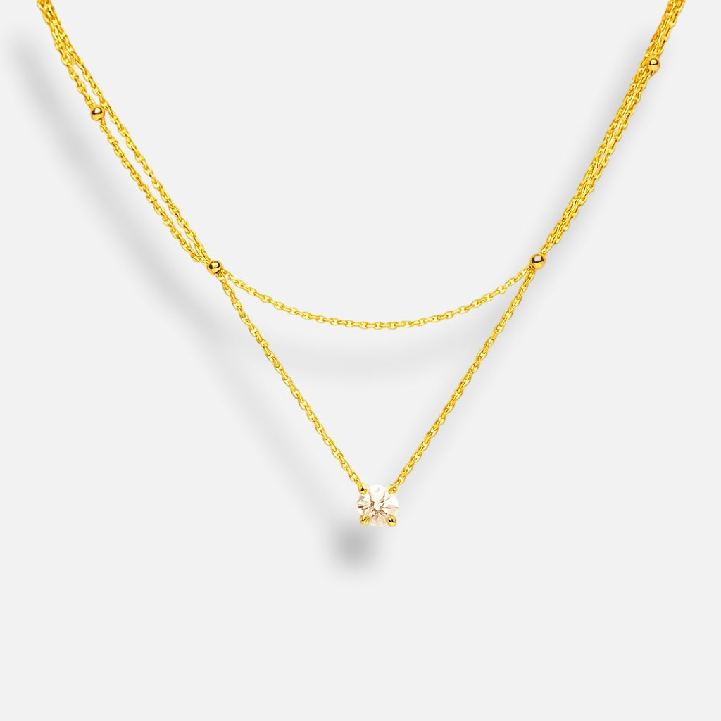 Colar Duplo Ponto de Luz Banhado em Ouro 18k