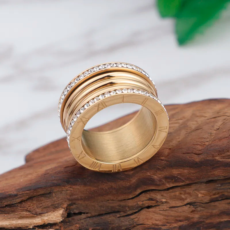 Anel Aliança Luxo Romano Zircônia Ilana Banhado em Ouro 18k