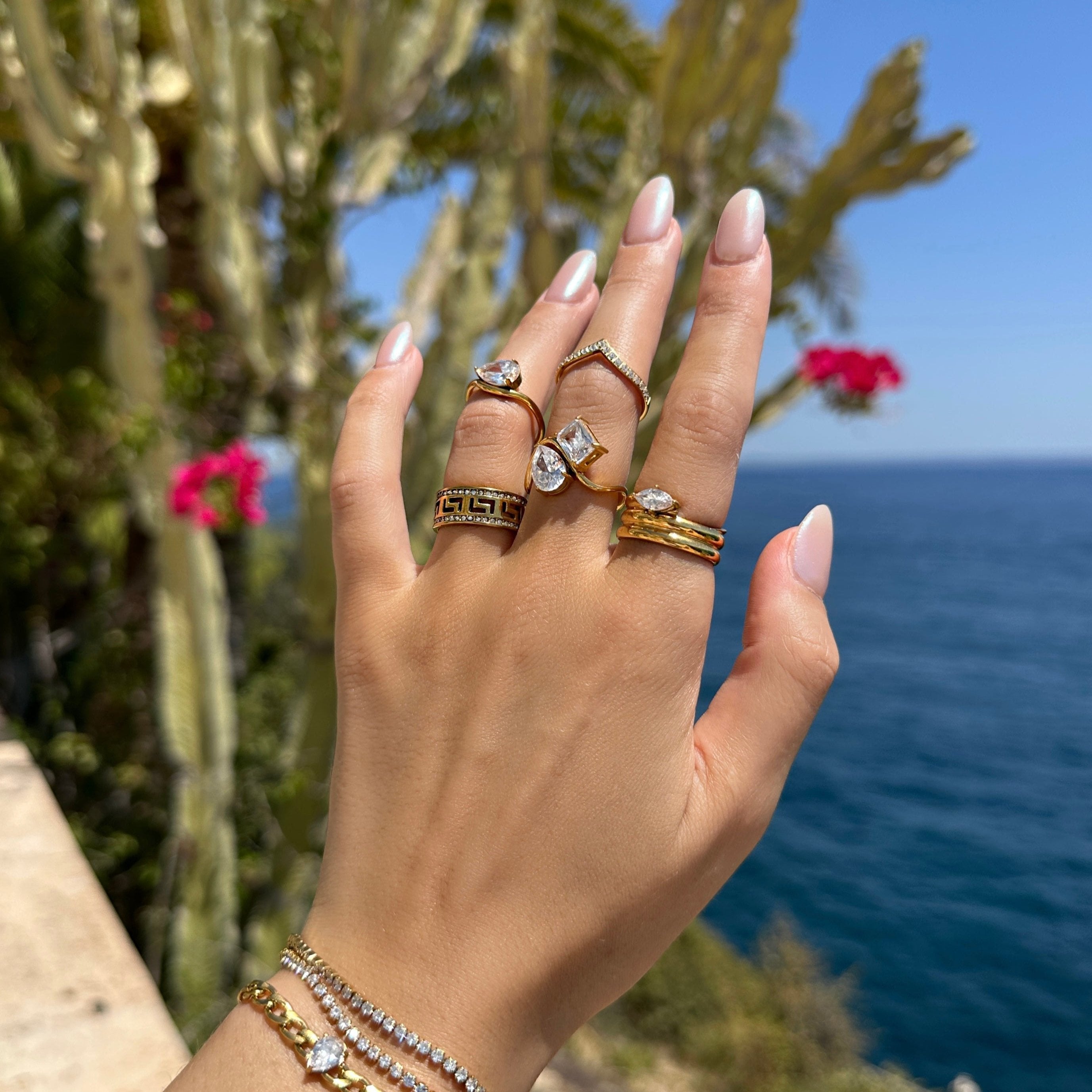 Anel Cassie Zircônia Banhado em Ouro 18k