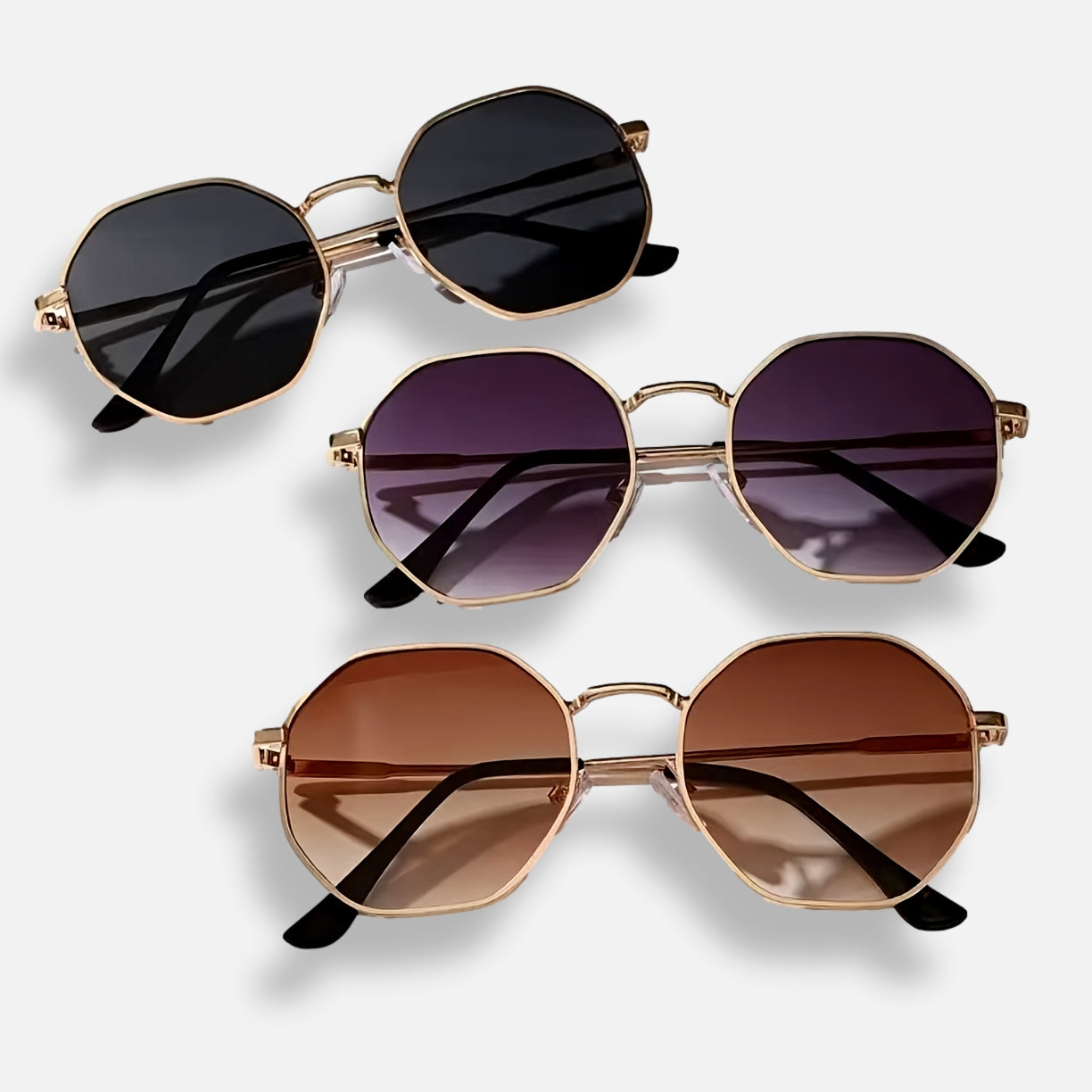Kit 3 Óculos de Sol Geométrico