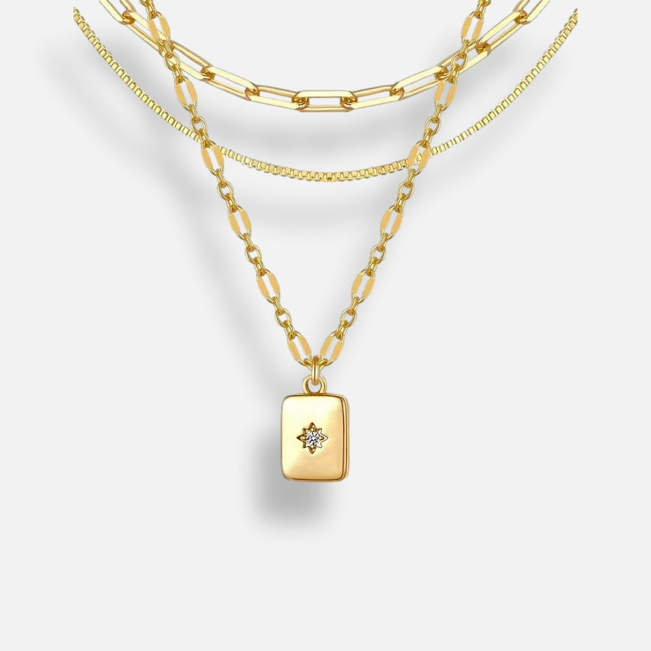 Colar Mix Trio Banhado em Ouro 18k