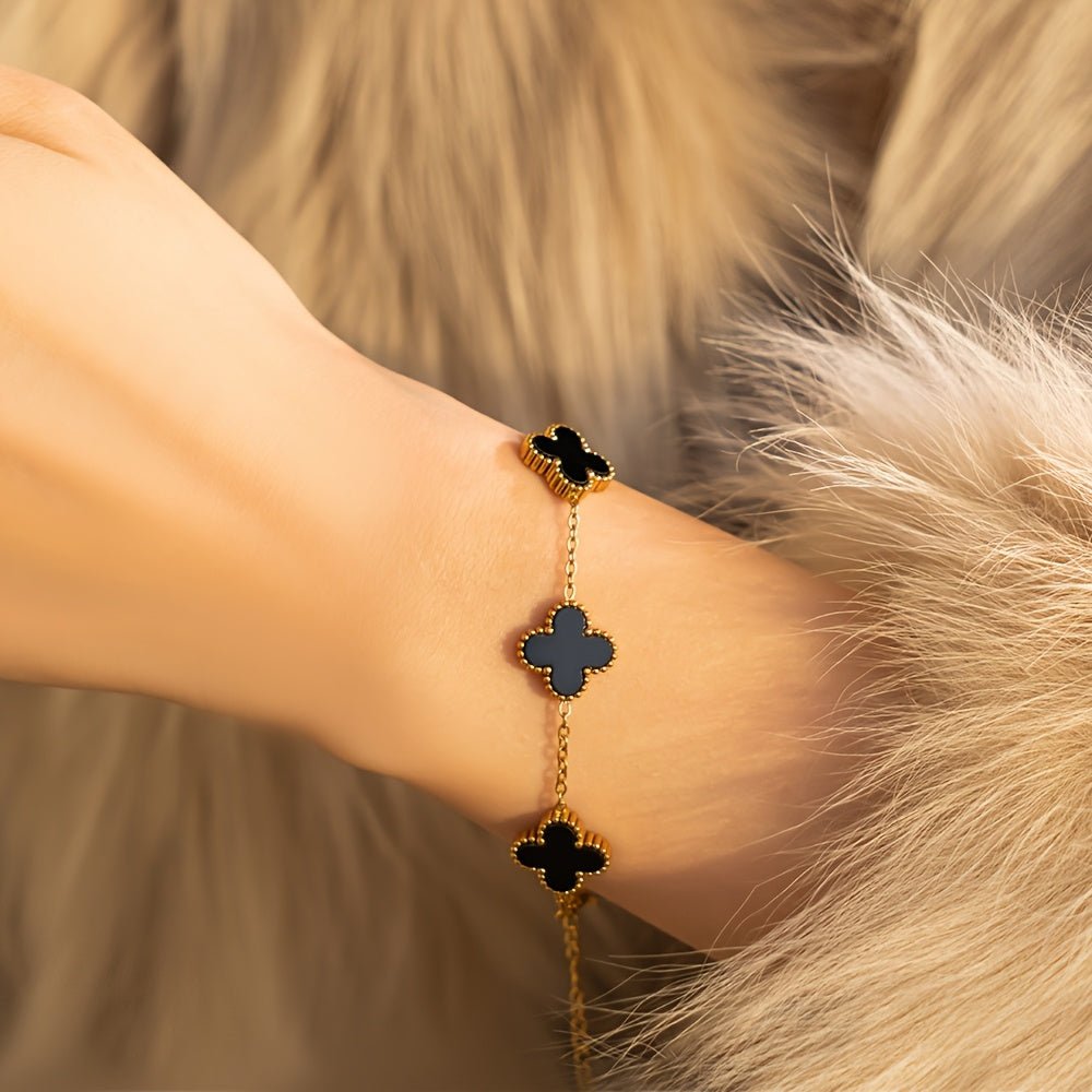 Pulseira Trevo Onix Ziane - Auriella Joias -  yqi9yt-qe.myshopify.com