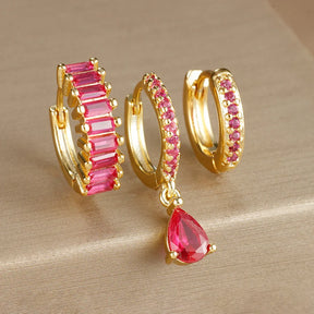 Conjunto Brincos Zircônia Argolas Liora