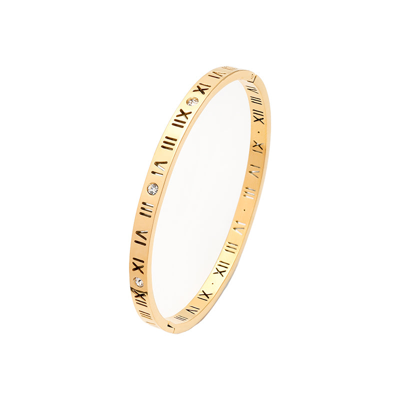 Bracelete Algarismo Romanos Banhado em Ouro 18K